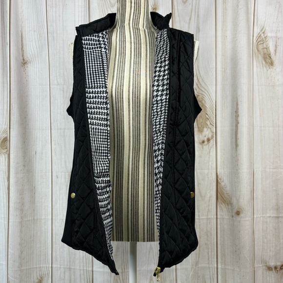 Kim Rogers Vest Quilted Ribbed Pockets Fall Outerwear Vest Black Size Medium - Picture 4 of 12